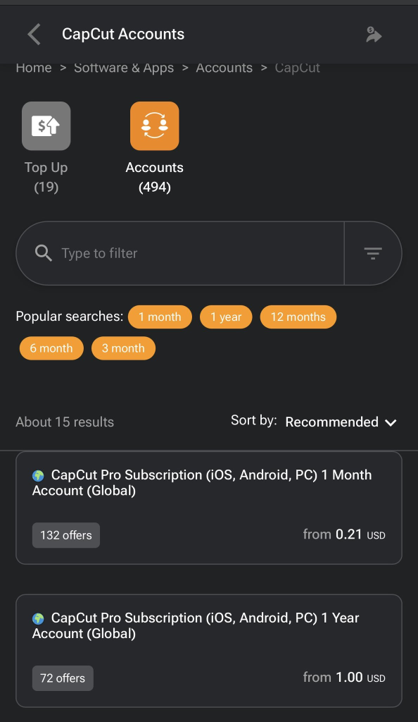 Get CapCut Pro Free for $1: Select Account type
